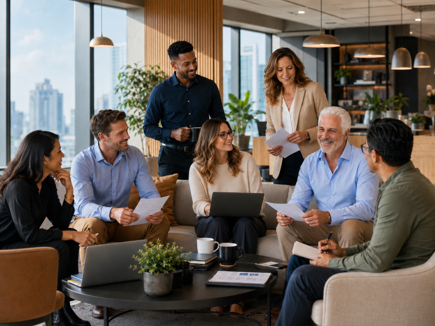 Business consultant working with a client team in a Florida office